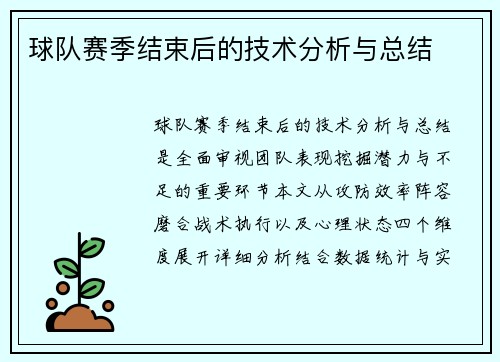 球队赛季结束后的技术分析与总结